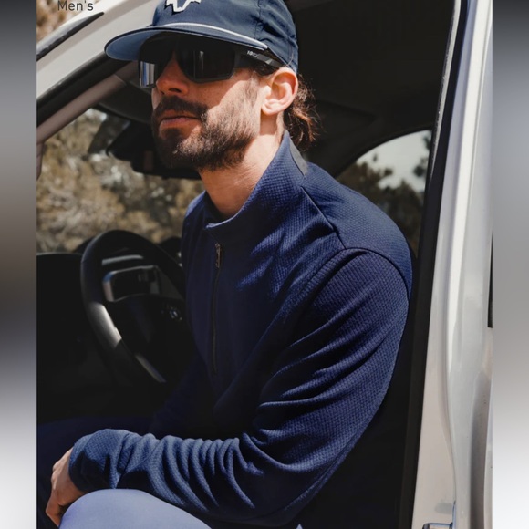 Greyson NWT Mens Troy Quarter-Zip Textured Fleece Top Maltese Blue Sz Large Golf - Picture 2 of 10